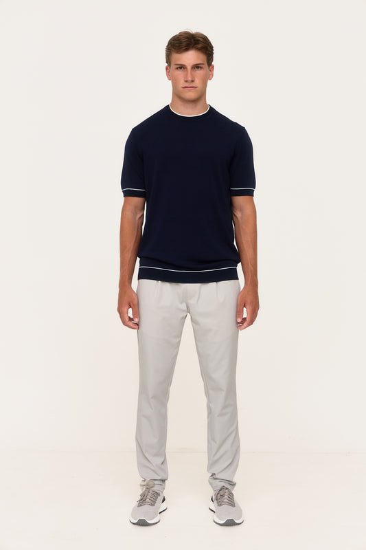Navy Rayon Knit T-Shirt
