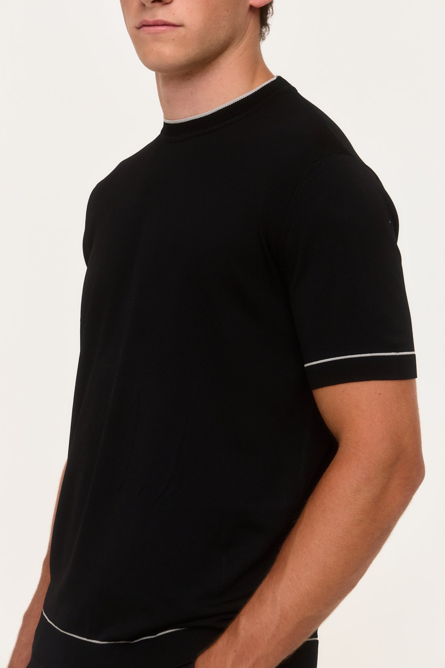 Black Rayon Knit T-Shirt