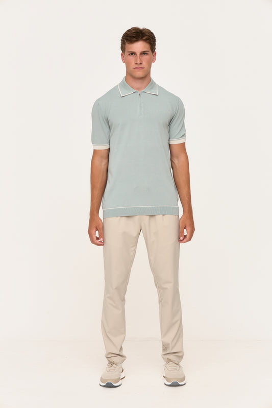 Beige Slim Fit Tech Trousers