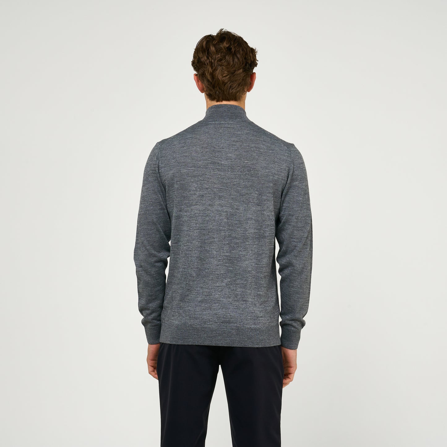 Extra Fine Wool Half Zip Grey