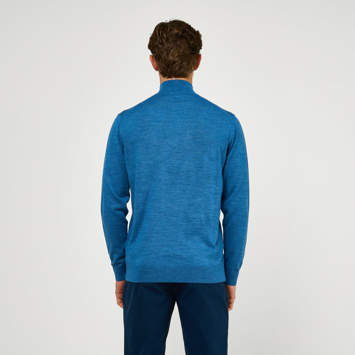 Extra Fine Wool Half Zip Blue
