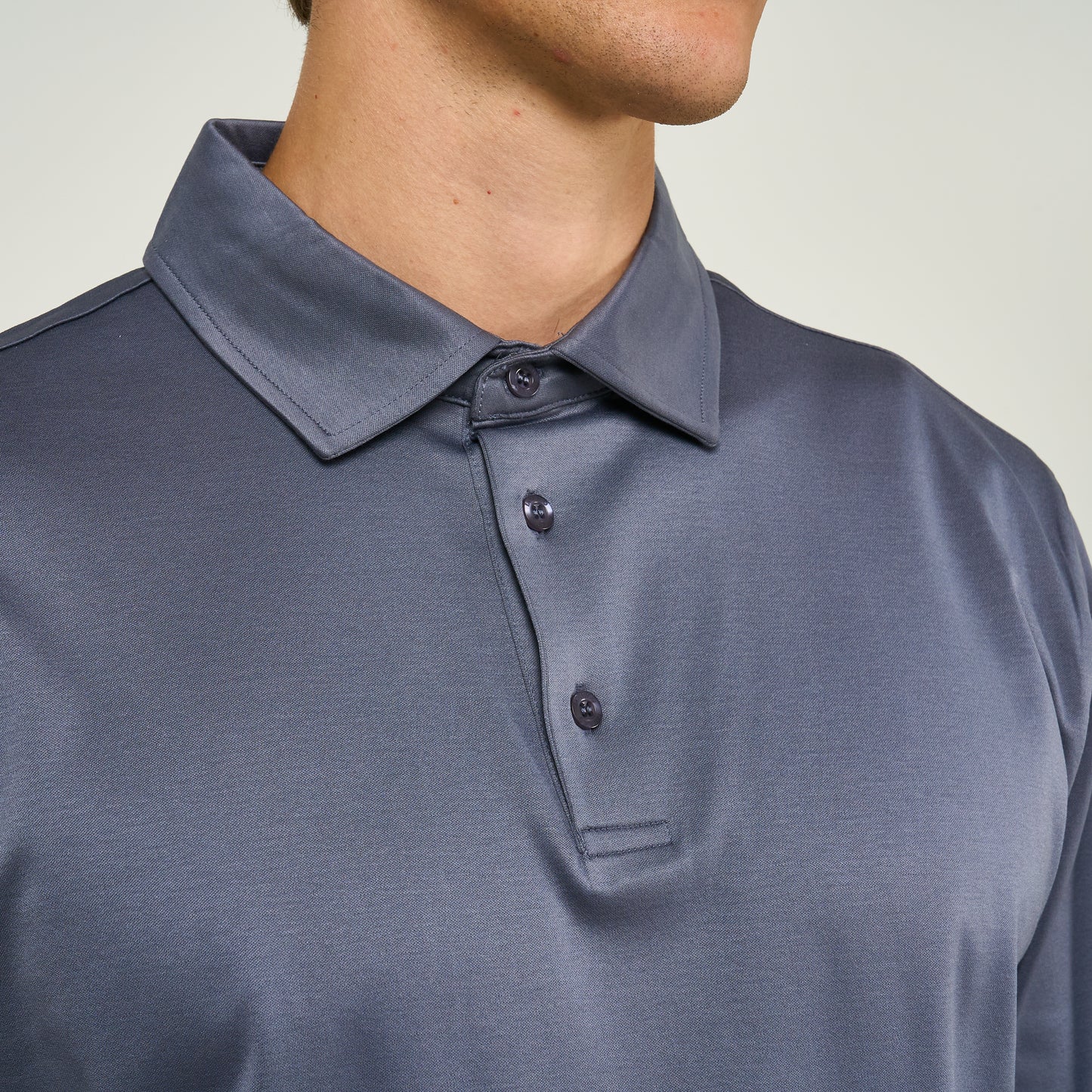 EGYPTIAN COTTON LONG SLEEVE POLO | STEEL