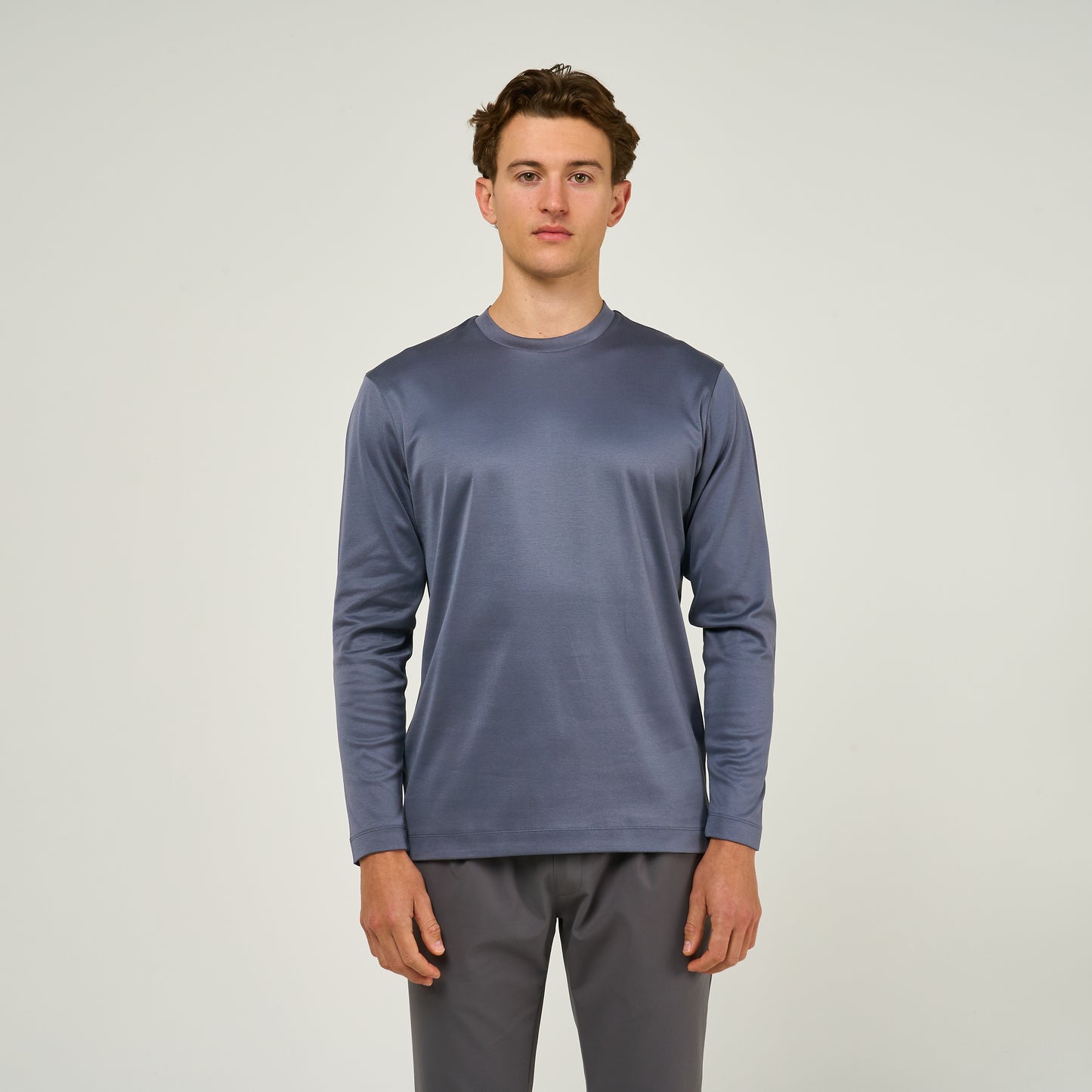 EGYPTIAN COTTON LONG SLEEVE T-SHIRT | STEEL