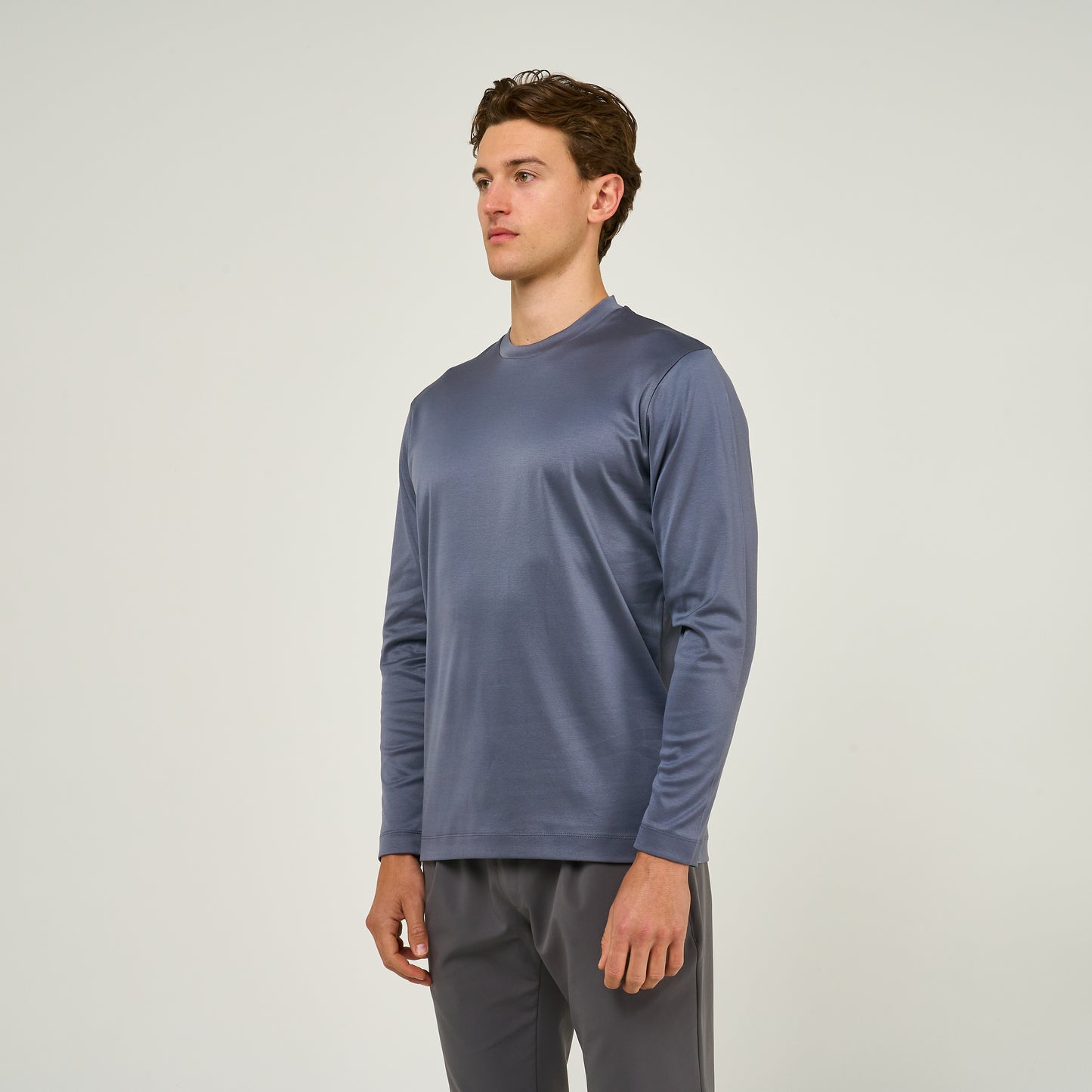 EGYPTIAN COTTON LONG SLEEVE T-SHIRT | STEEL