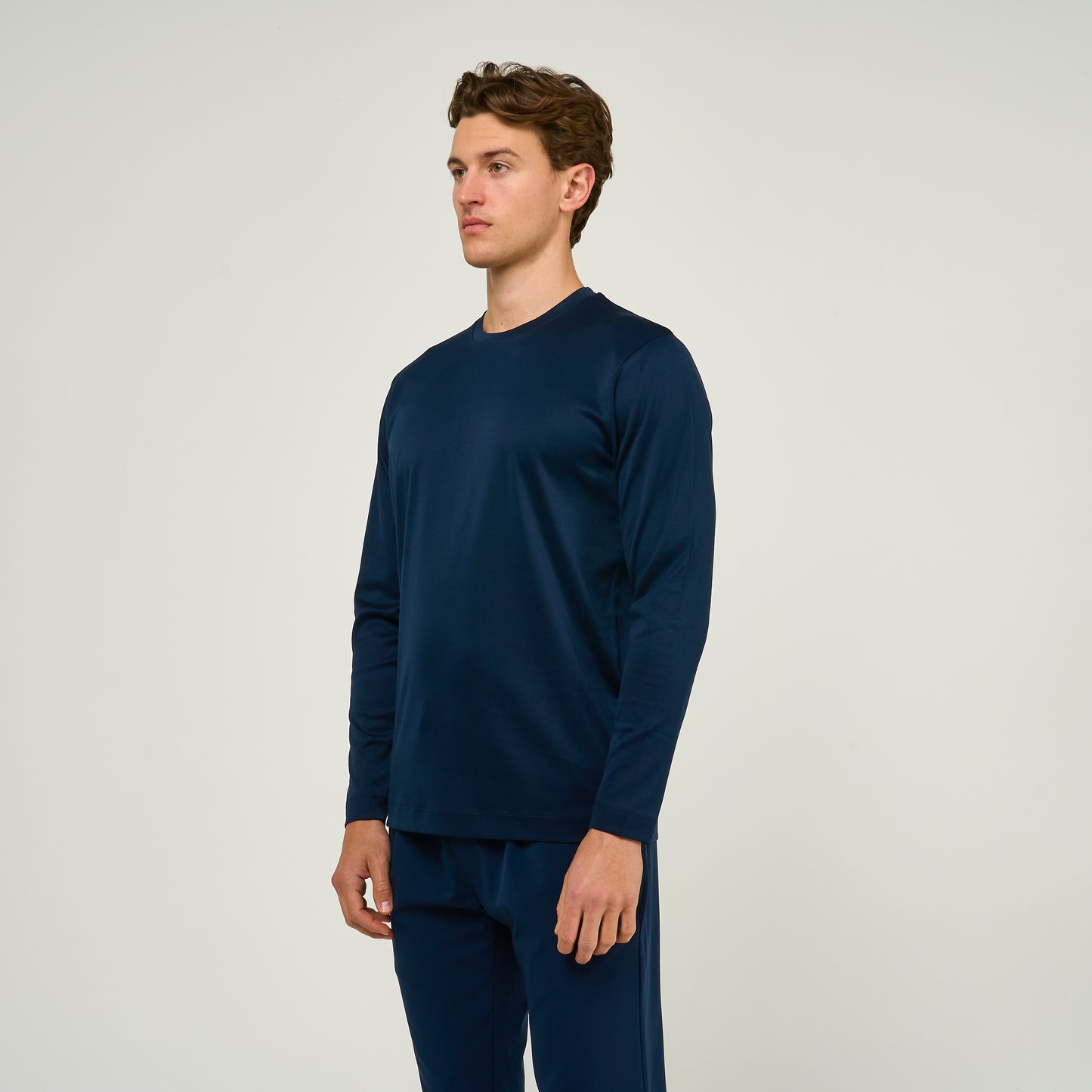 EGYPTIAN COTTON LONG SLEEVE T-SHIRT | NAVY