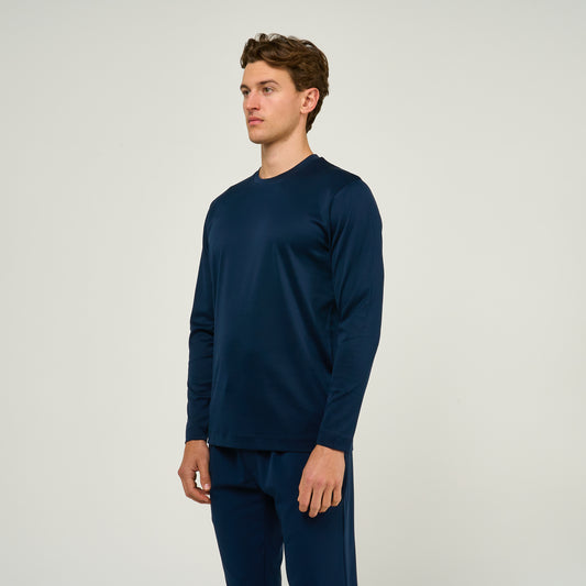 EGYPTIAN COTTON LONG SLEEVE T-SHIRT | NAVY
