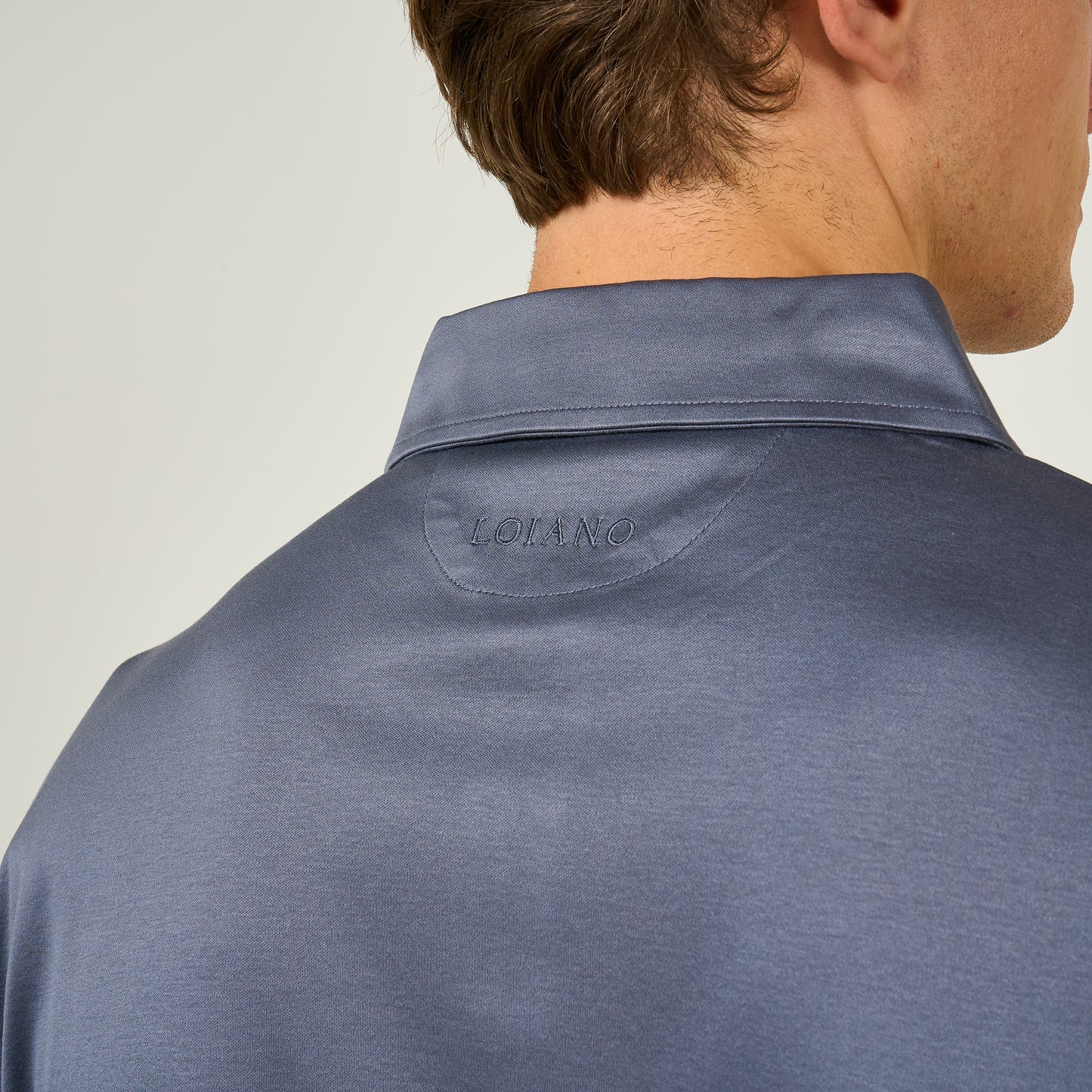 EGYPTIAN COTTON LONG SLEEVE POLO | STEEL