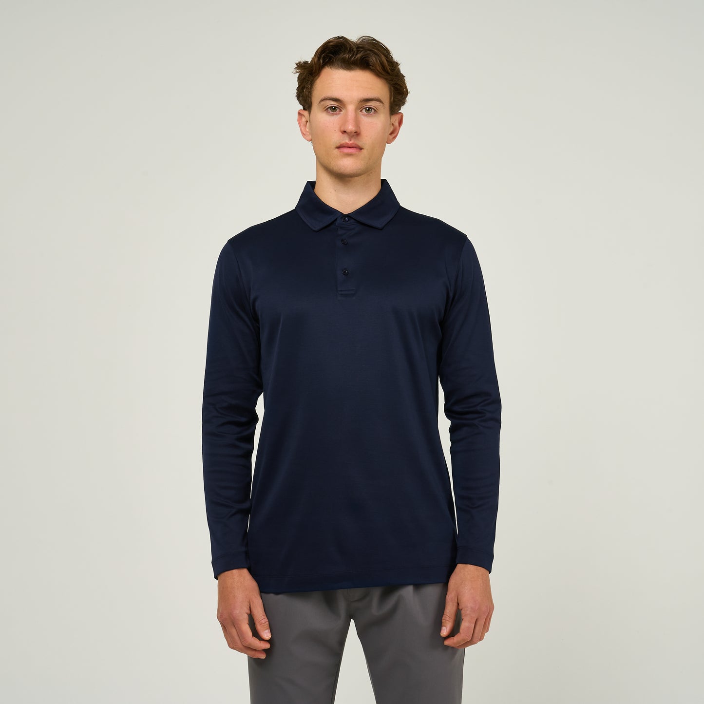EGYPTIAN COTTON LONG SLEEVE POLO | NAVY