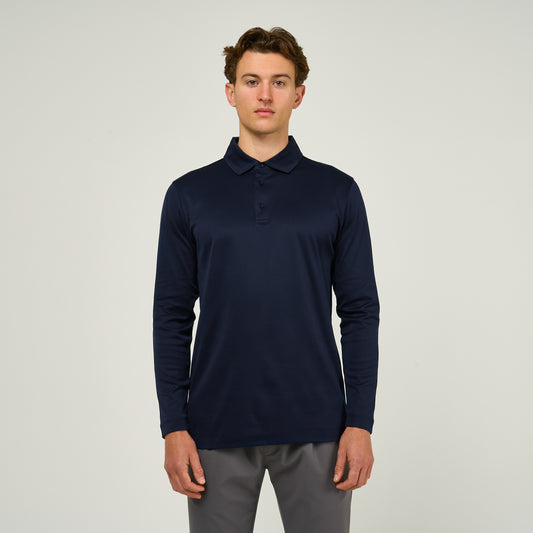 EGYPTIAN COTTON LONG SLEEVE POLO | NAVY