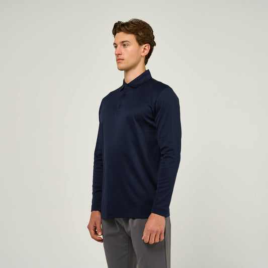 EGYPTIAN COTTON LONG SLEEVE POLO | NAVY