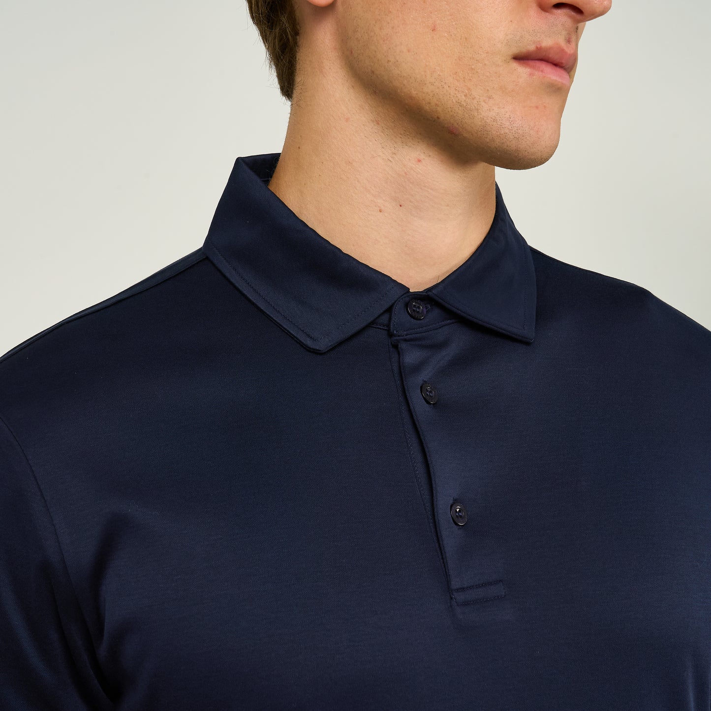 EGYPTIAN COTTON LONG SLEEVE POLO | NAVY