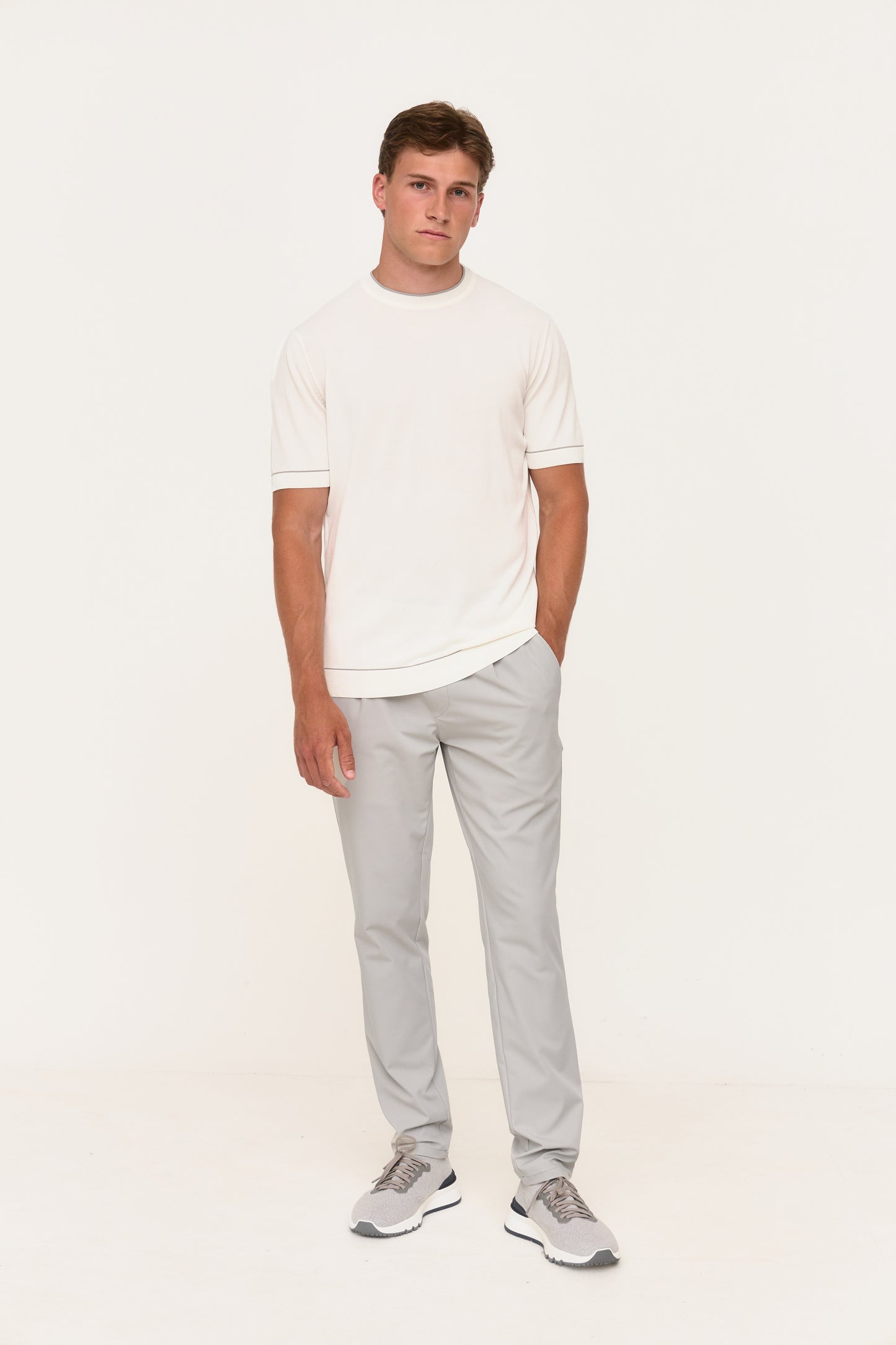 Light Grey Slim Fit Tech Trousers