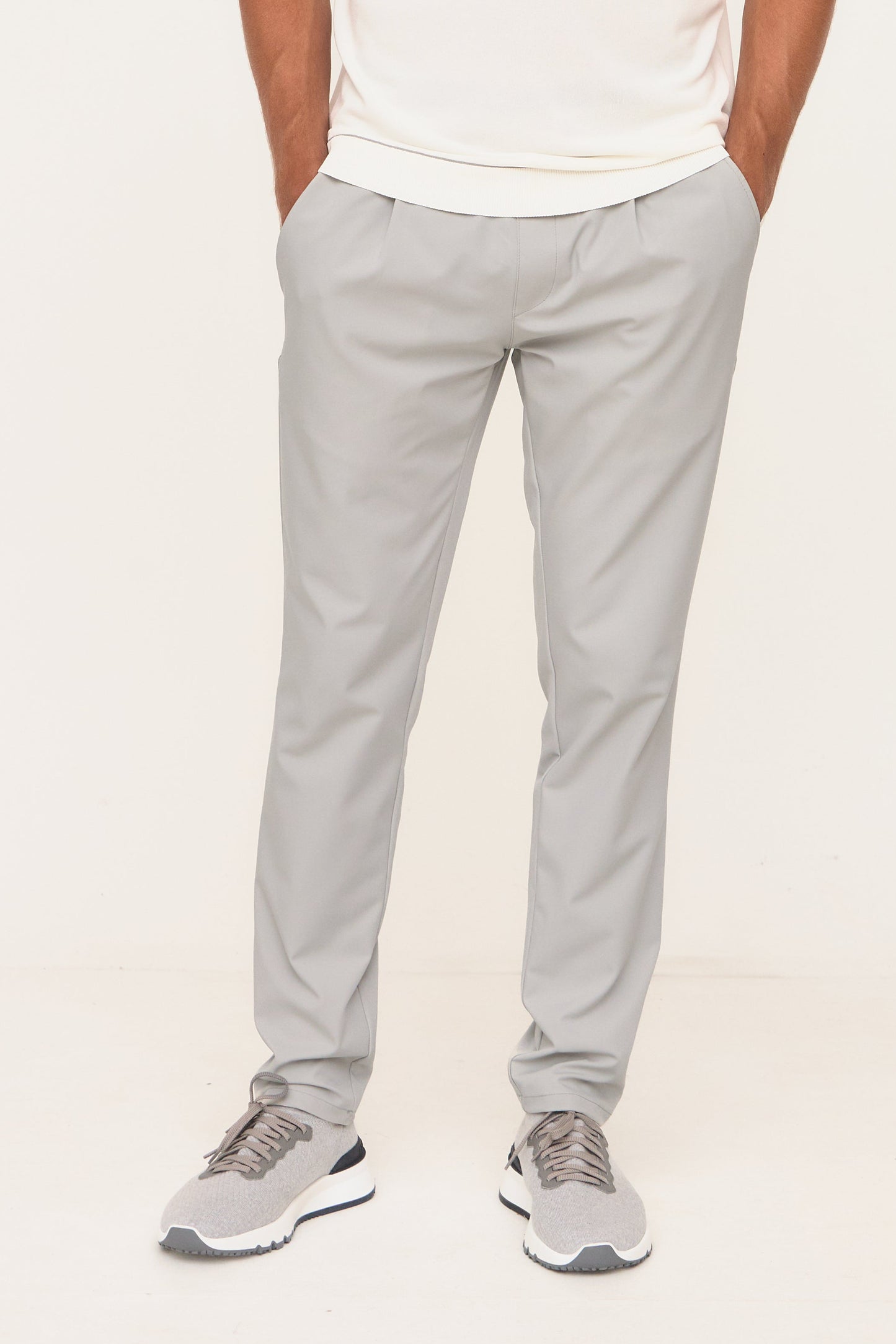Light Grey Slim Fit Tech Trousers
