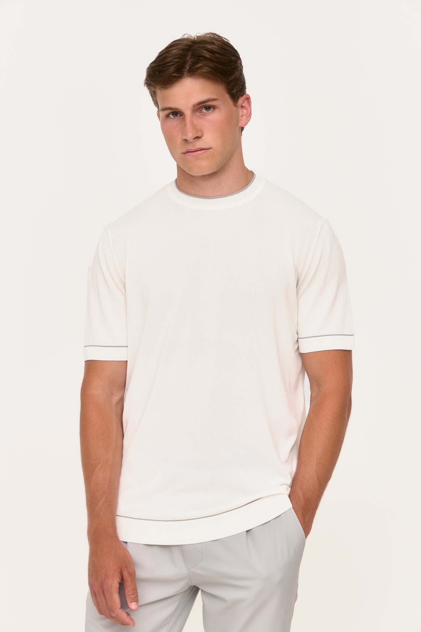White Rayon Knit T-Shirt