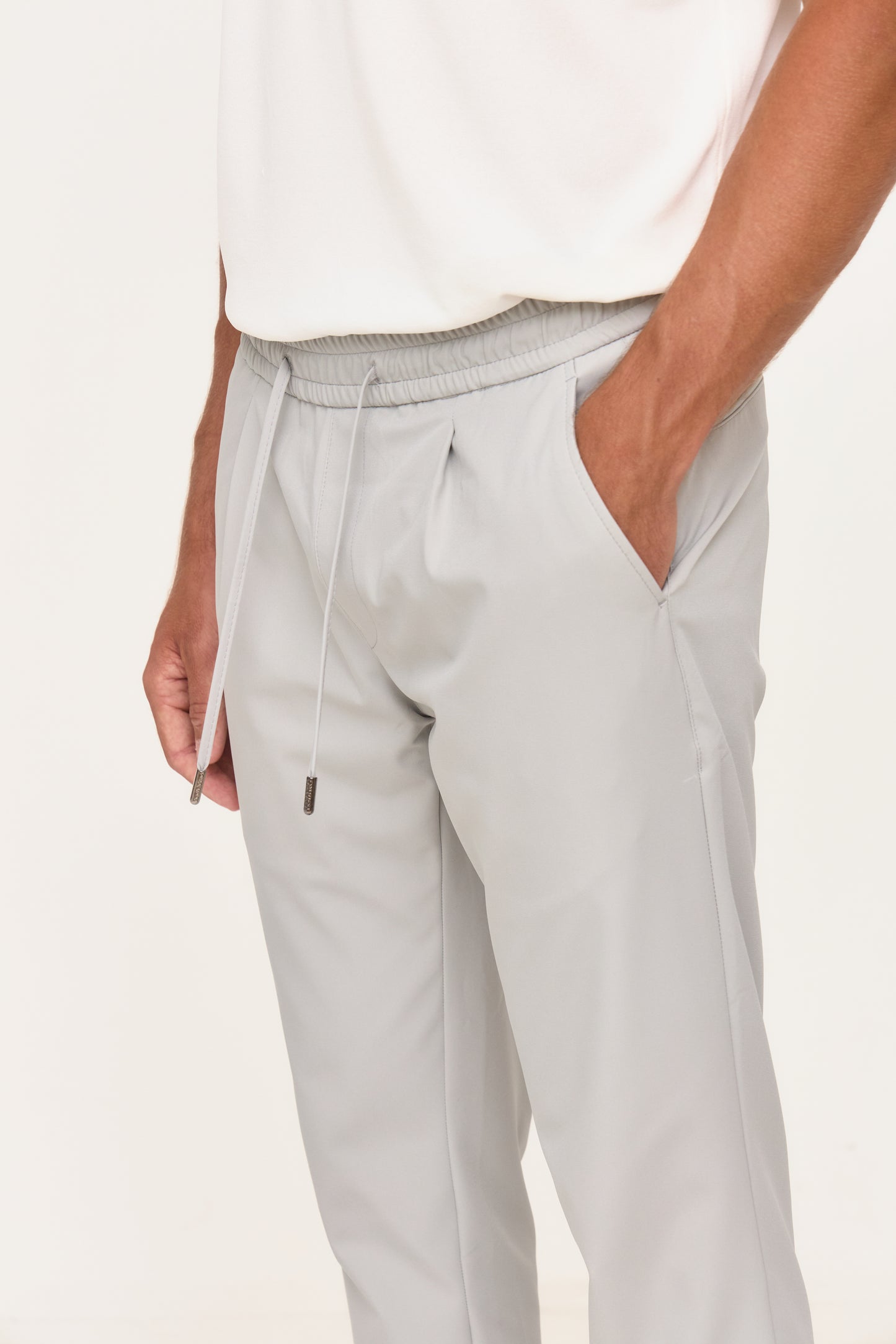 Light Grey Slim Fit Tech Trousers