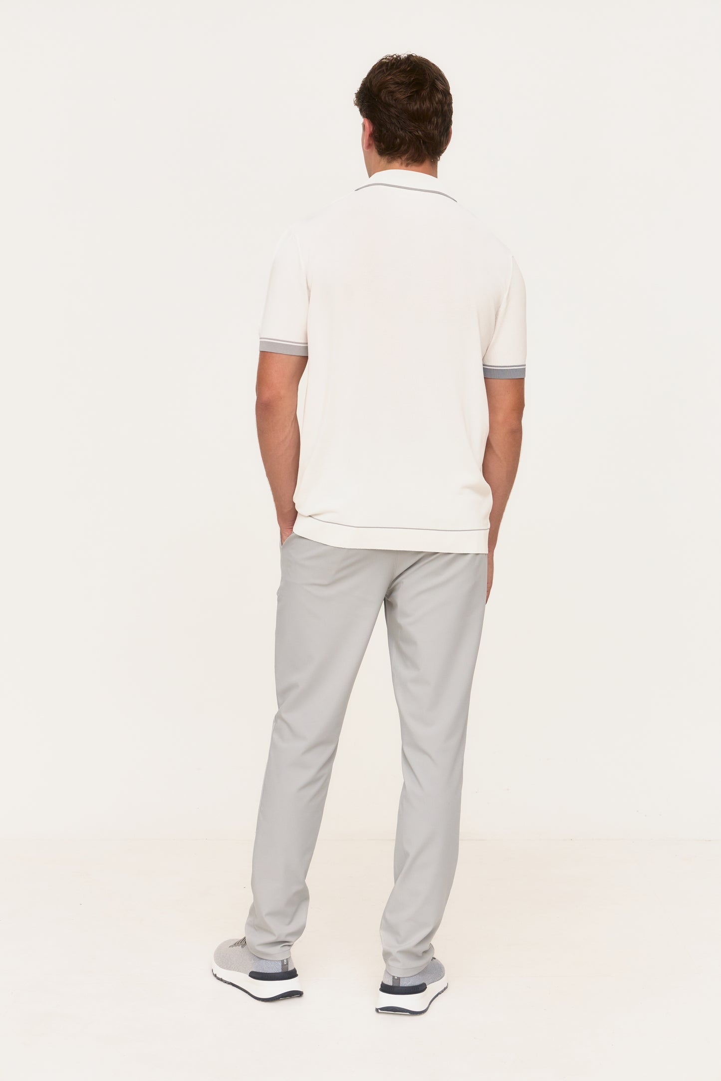 White Rayon Zip Knit Polo