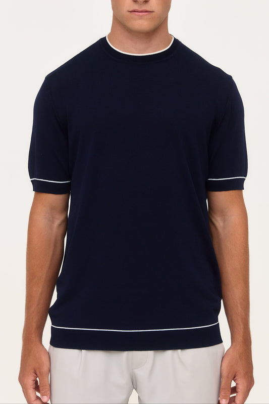 Navy Rayon Knit T-Shirt
