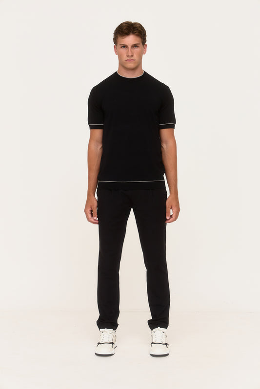 Black Rayon Knit T-Shirt