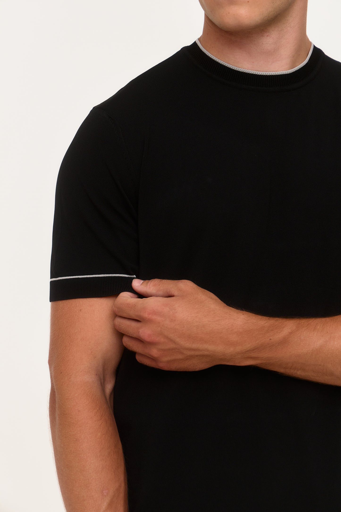 Black Rayon Knit T-Shirt