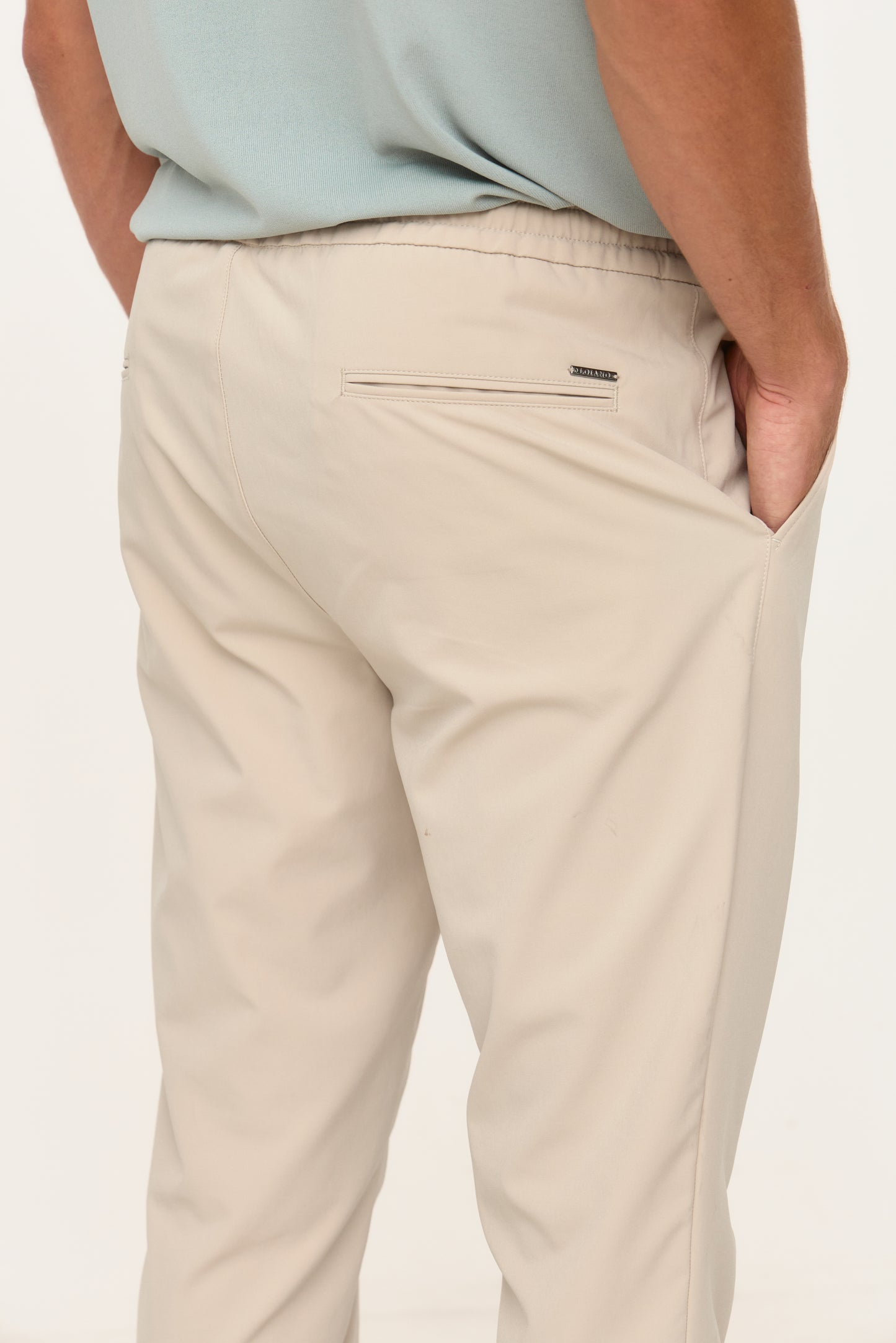 Beige Slim Fit Tech Trousers