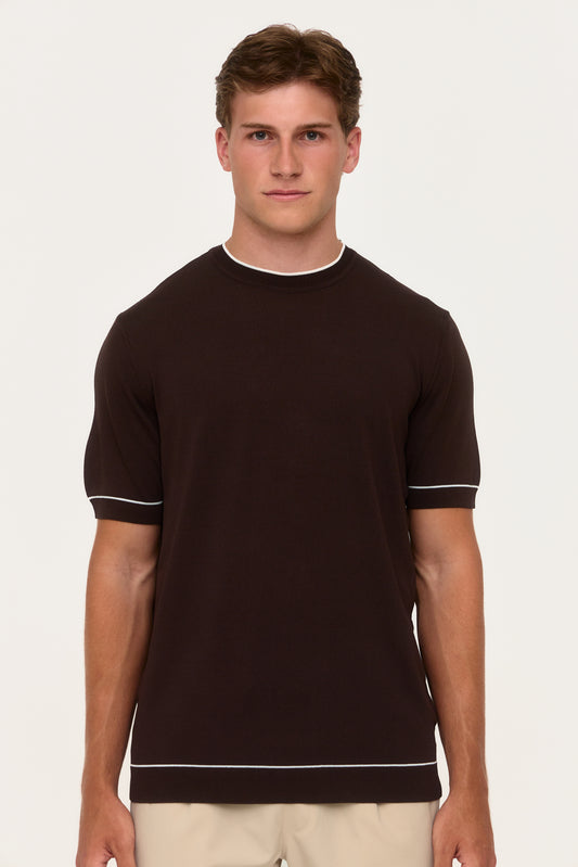 Brown Rayon Knit T-Shirt