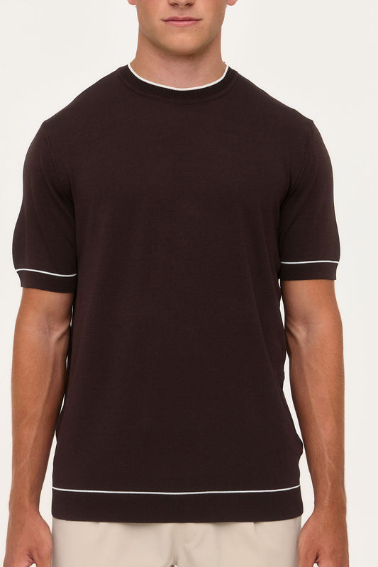 Brown Rayon Knit T-Shirt