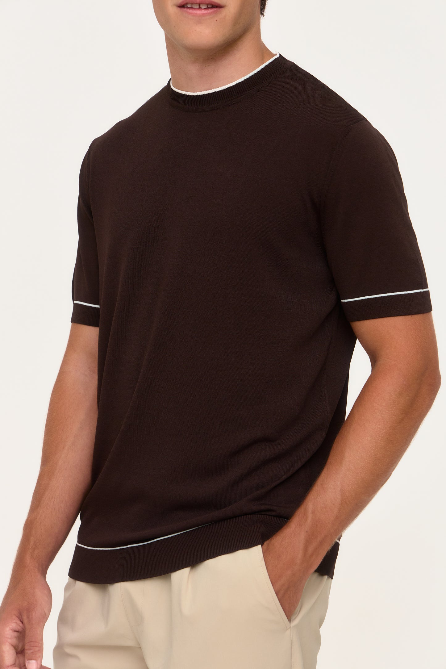Brown Rayon Knit T-Shirt